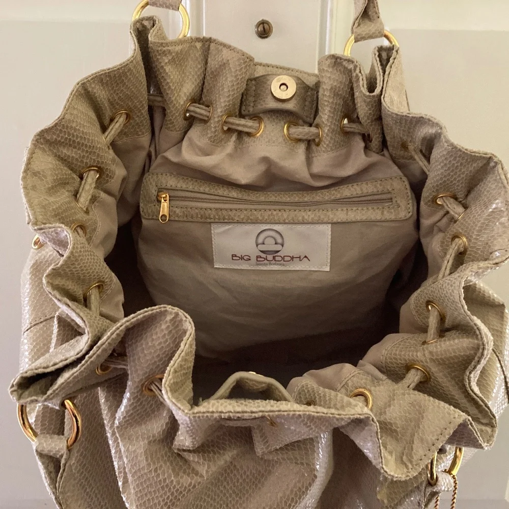 Big Buddha Snake Embossed Double Handle Satchel/Pale Green/NEW/NEVER USED!